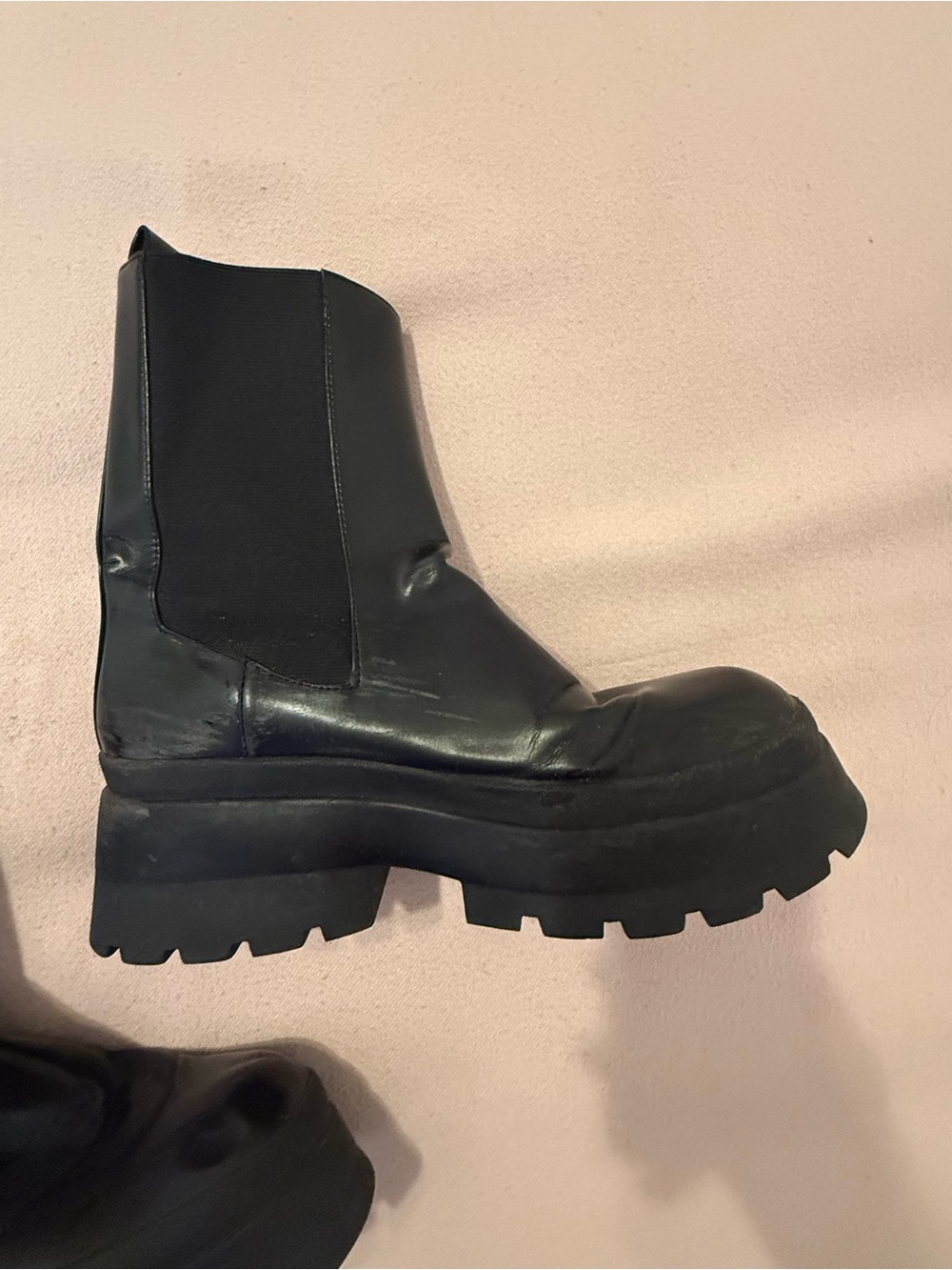 Zara Black Chunky Platform Chelsea Boots - Picture 6 of 10